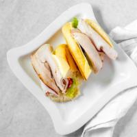 Original Turkey · Sliced turkey, Provolone cheese, lettuce, tomatoes, mayonnaise, and house dressing , served ...