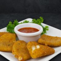 Mozzarella Wedges · Crispy seasoned breading on the outside with warm, melted mozzarella on the inside. Served w...