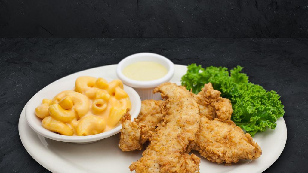 Scratch Tenders · You will never be disappointed with our Scratch Tenders. When we say scratch that’s exactly what we mean. We start with true fresh, never frozen, chicken tenderloins. Tenders are hand breaded in our special seasonings and fried to a golden brown. Served with your choice of side and honey mustard dipping sauce.