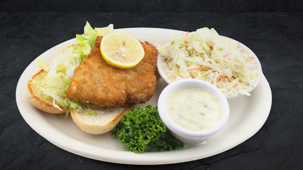 Whitefish Sandwich · Hand breaded Atlantic cod served on a toasted hoagie bun with shredded lettuce and our delicious homemade tartar sauce on the side.
