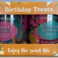 Birthday Treats - Rainbow Sour Belts & Triple-Decker Sour Bears · 2-Pack Gift Set 
~~Rainbow Sour Belts
      ~~Multi-colored Strips Of Super-Sour Fruit
     ...
