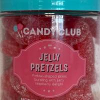 Jelly Pretzels · Pretzel-shaped Jellies Bursing With Juicy Raspberry Delight