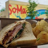 Club Sandwich · Smoked ham, smoked turkey, bacon, spring mix, tomato and mayo on house made buttermilk white...