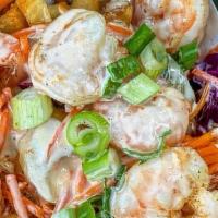 Shrimp Hibachi Fries · Shrimp | Bokchoy | Carrots | House-made yum yum sauce | Scallions