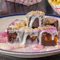 Bread Pudding · Multi Colored Tots | Cream Cheese Drizzle | Cookie Crumbles