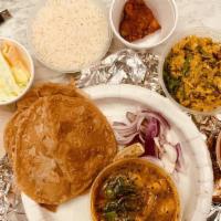 Gujarati Thali · Sampler dishes.
