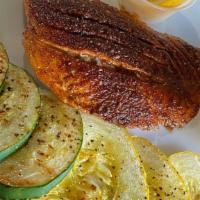 Tilapia · Served with grilled zucchini, grilled squash, rice, and beans. Your choice of blackened, gri...