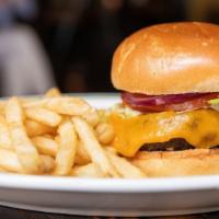 Maspero'S Cheeseburger · Angus burger, flame-grilled to perfection topped with Cheddar cheese and served on a seeded ...