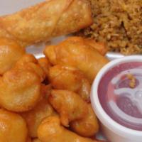 # 5   Sweet & Sour Chicken · Breaded Chunk of white chicken, golden fried and served with a side of red sweet and sour sa...