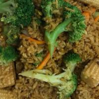 Veggies Fried Rice · Veggies: Broccoli, carrots, onions, eggs, babycorns and bean spouts cooked with seasoned fri...