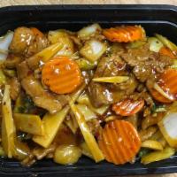 Szechuan  Beef (Hot) (Lg) · Marinated tender beef cooked with carrots, baby corns and veggies in a tangy spicy brown sze...