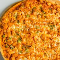 Chicken With Spicy Sauce Pizza · Spicy sauce, chicken, garlic, ginger, red onion, bell pepper, cracked black pepper, fresh ci...