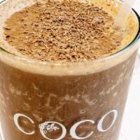 Chocolate And Peanut Butter Protein Smoothie (Gf) · Organic peanut butter, organic cocoa, organic protein powder, banana and a hint of maple syr...