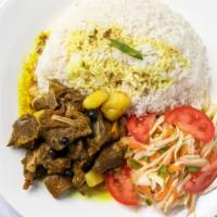 Curry Goat With White Rice · 