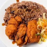 Fried Chicken With Rice & Peas · 