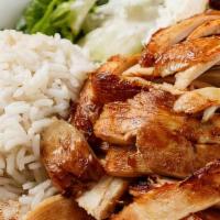 Chicken Shawarma Plate · Fresh boneless chicken marinated, olive oil and Lebanese spices. cut in thin slices. served ...
