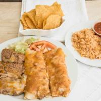 Enchilada Bar · Two enchiladas prepared with choice of filling and sauce. Served with rice and beans.