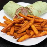 Carali'S Wrap · pulled chicken /lettuce/diced tomato/avocado/choice spinach or sundried tomato wrap
