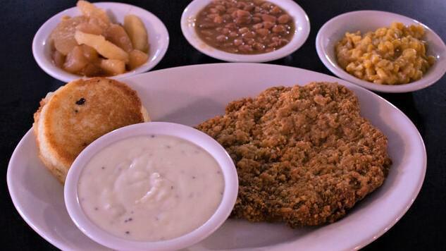 Country Fried Steak · Served with two sides and bread.