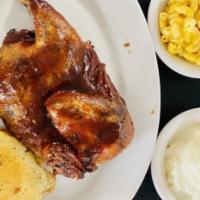 Bbq Chicken · Served with two sides and bread.