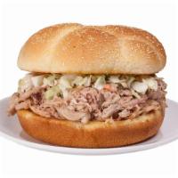 Pulled Pork Bbq Sandwich (A La Carte) · Awesome Eastern North Carolina pulled pork topped with cole slaw and served inside a toasted...