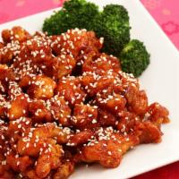 Sesame Chicken · Chunks of chicken cooked in specially prepared sauce with fragrant sesame seeds.