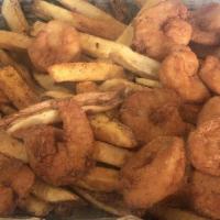Fresh Shrimp Lightly Breaded · Served with hand-cut fries and homemade coleslaw.