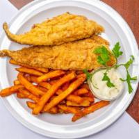 Fried Whiting Basket (2) · Basket comes with Cajun fries, regular fries or sweet potato fries.