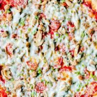Deluxe Pizza (Medium) · Pepperoni, Italian sausage, onion, green pepper and mushrooms.