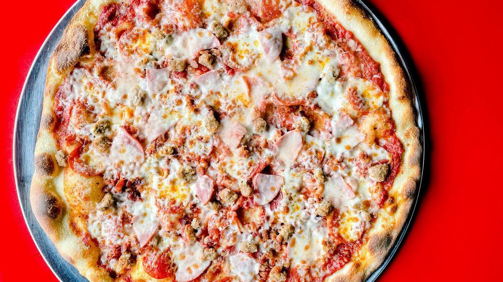 Meat Lovers Pizza (Medium) · Pepperoni, Italian sausage, ham and bacon.