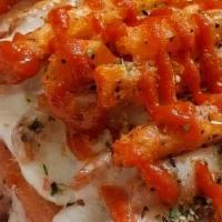 Italian Fish N Cheese (Big Wimp Combo) · Crunchy breaded Alaskan Pollock fillet between a gluten free bun topped with seasoned fries ...