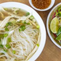 Pho Ga · Vietnamese style chicken noodle soup. White meat chicken served with Thai basil, bean sprout...