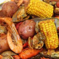 Combo #1 * · Includes: shrimp, crawfish, clams, mussels, corn on the cob, potatoes, sausage. mixed with s...