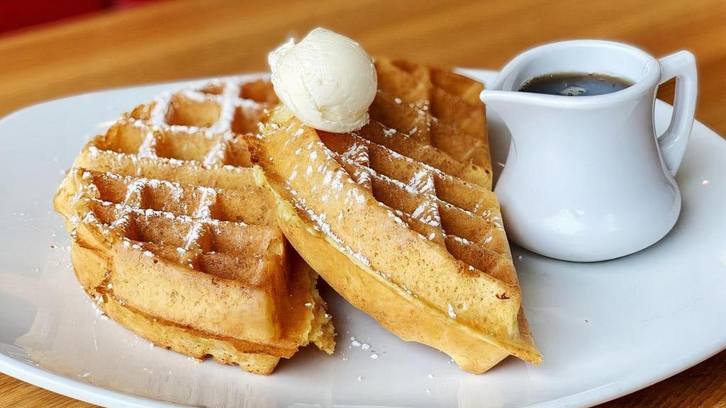 Belgian Waffle · Topped with powdered sugar and whipped butter.