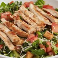Grilled Chicken Caesar · Romaine, kale, romano, tomatoes, croutons, tossed with caesar dressing