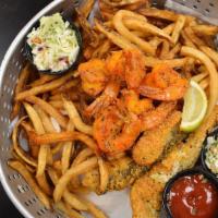 Fish & Shrimp Basket · Fried or Grilled.  Choice of Tilapia Whiting  an Large Shrimp  all hand breaded in house. 
C...