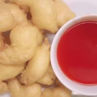 Bistro Sweet & Sour Shrimp · Crispy fried shrimp with sweet and sour sauce on the side. Served with soup, salad, and rice.