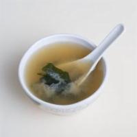 Miso Soup (1 Pt) · One pint bean paste soup with seaweed, bean curd, and scallions.