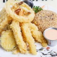 Shrimp Tempura Dinner · Lightly battered and fried with homemade tempura sauce. Served with your choice of soup or s...