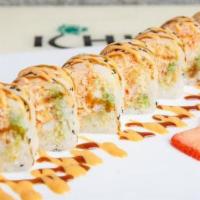 Mississippi Roll · Spicy. Spicy crab, avocado, cucumber, shrimp, and crunchy. Wrapped in soy paper and special ...