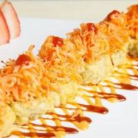 Spicy Girl Roll · Spicy. Spicy yellowtail, cream cheese, and avocado. Rolled and deep-fried then topped with s...