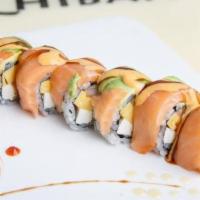 Flowood  Roll · Crab meat tempura with egg custard and cream cheese. Topped with smoked salmon, avocado, and...
