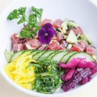 Poke Sushi Bowl · Your choice of protein with avocado, ponzu sauce, and served on a bed of rice with a medley ...