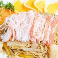 Seafood Yaki Soba · Stir-fried Japanese egg noodles with seafood and vegetables.