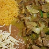 Lengua Salsa Verde · Beef tongue with green sauce.