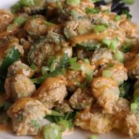 Fried Okra · 1/2 lb okra and jalapeño with an Elizabeth river remoulade drizzle and scallions.