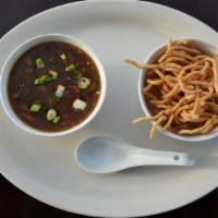 Manchow Soup Chicken · House special sweet and sour, medium spicy, popular brown soup with finely chopped chickens ...