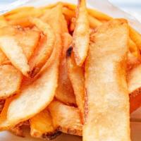 Crispy Fries · Thin crispy fries with your choice of salt, Dill Pickle, Garlic Parmesan, Nacho Cheese, or R...