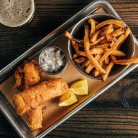 Hand-Battered Fish & Chips · Prime Atlantic cod hand-coated with our house-made Foothills Thousand Smiles Golden Ale beer...