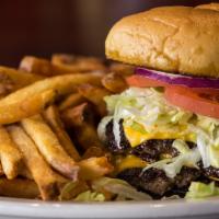 Diner Burger  · Two 1/4 lb. patties hand-pressed thin & cooked on our flat top grill, served with lettuce, t...
